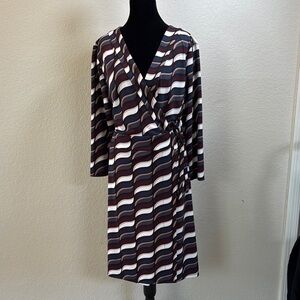 Ann Taylor Elegant Striped Wrap Dress Sz 14